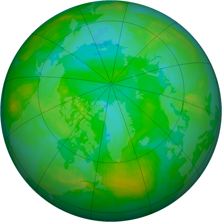 Arctic ozone map for 07 August 2003